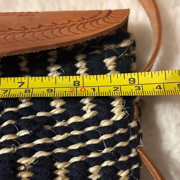 Sisal Brown and Blue Woven Crossbody Bag - Picture 7 of 8